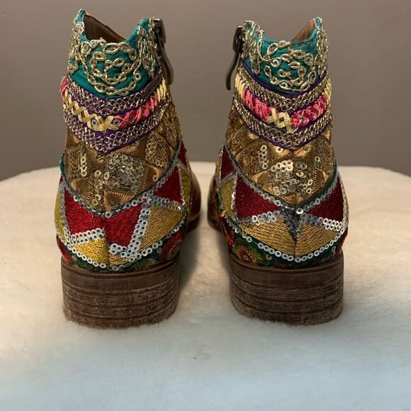 Antelope Taupe Geometric Cali Leather Ankle Boot Western Bootie EU 36 US 6 - Picture 5 of 7